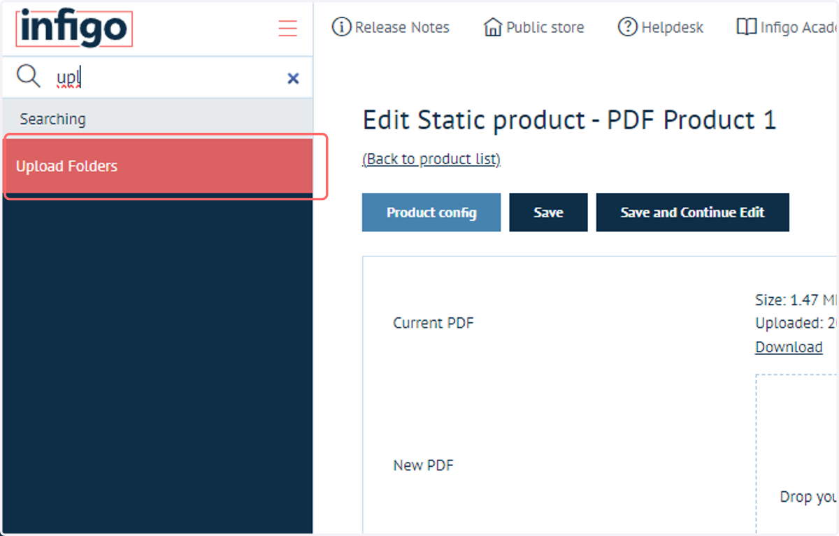 Navigate back to Upload Folders