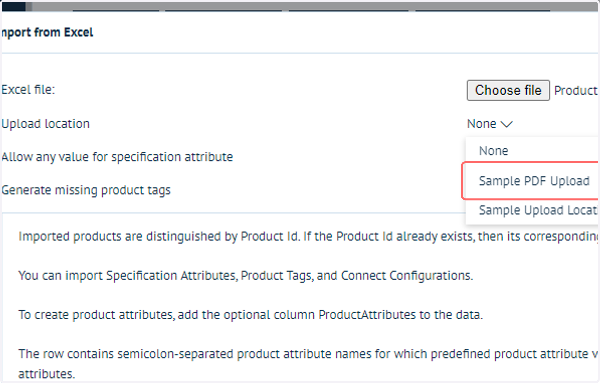 From Upload Location, select the Upload Folder containing your named PDFs