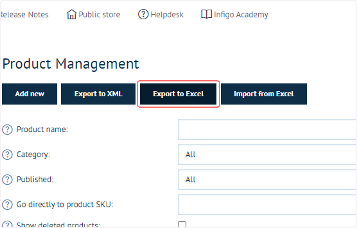 Click on Export to Excel
