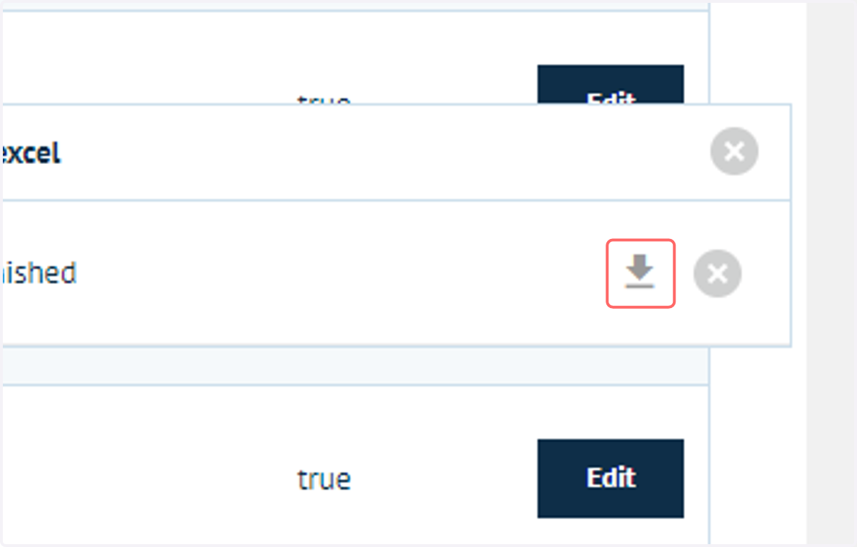 Once it is ready, click on the download icon to retrieve the Excel sheet