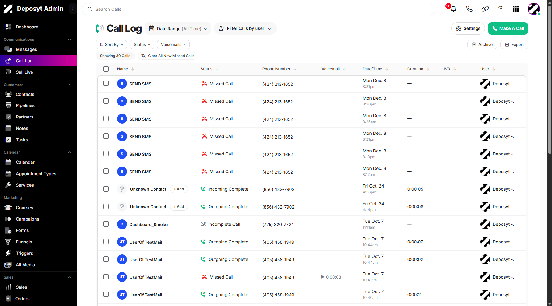 Step 2: You will be navigated to the Call Log.