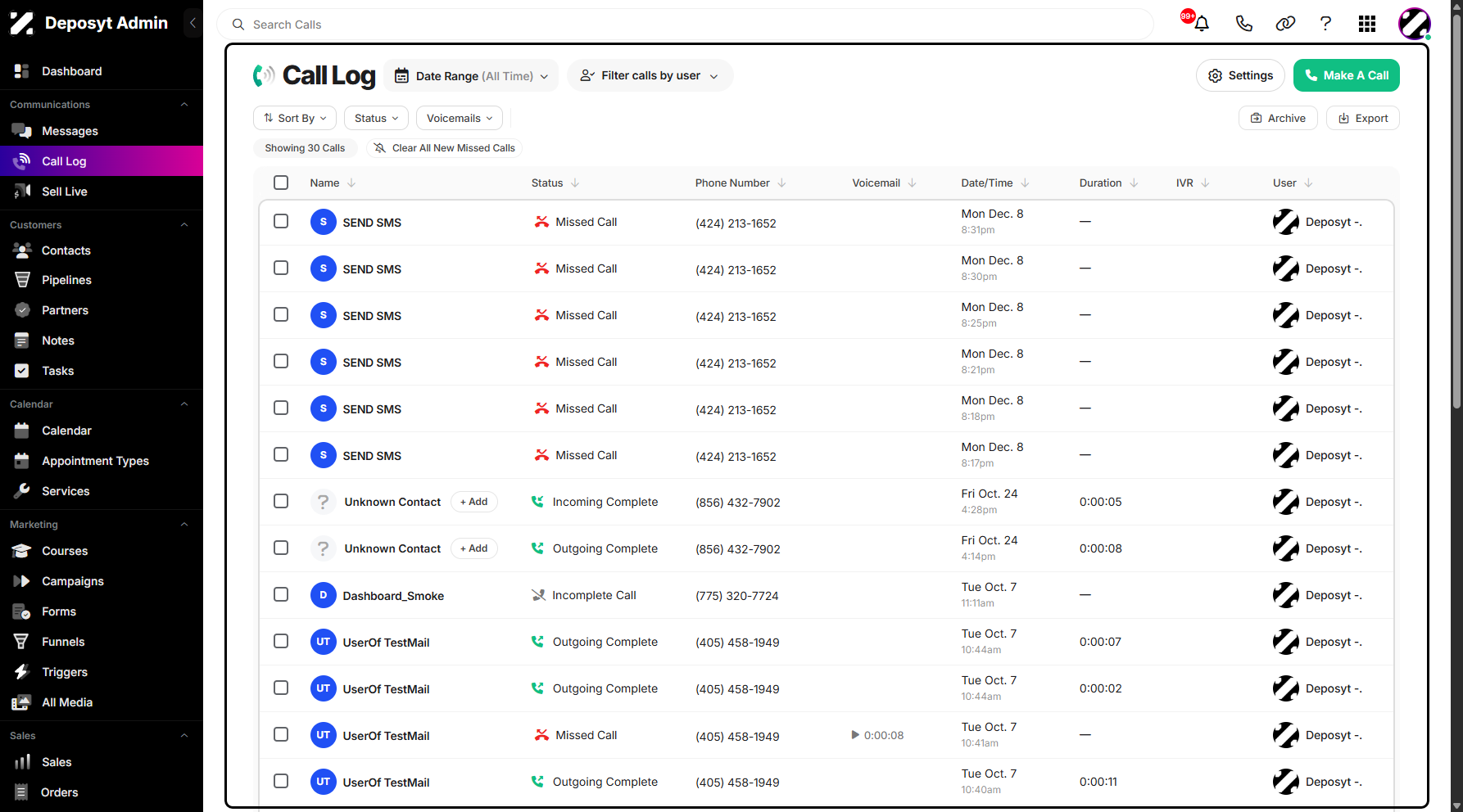 Step 2: You will be navigated to the Call Log.
