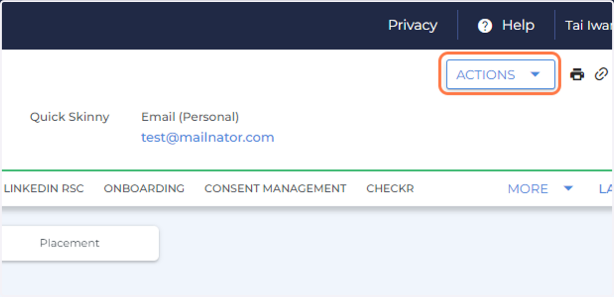 Click on ACTIONS
