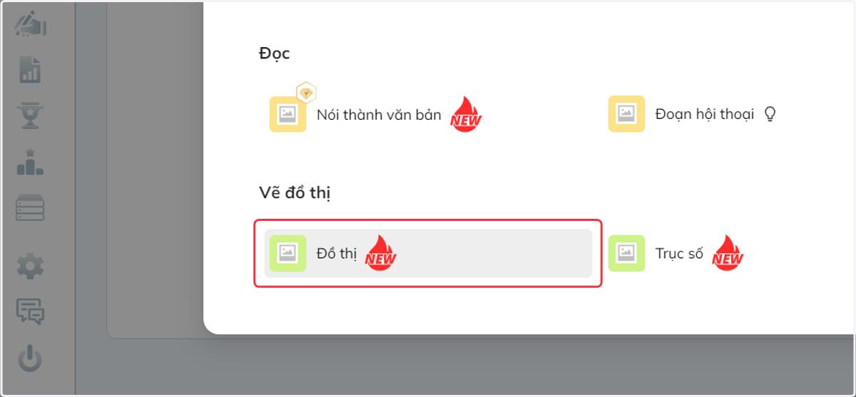 Chọn dạng bài tập "đồ thị"