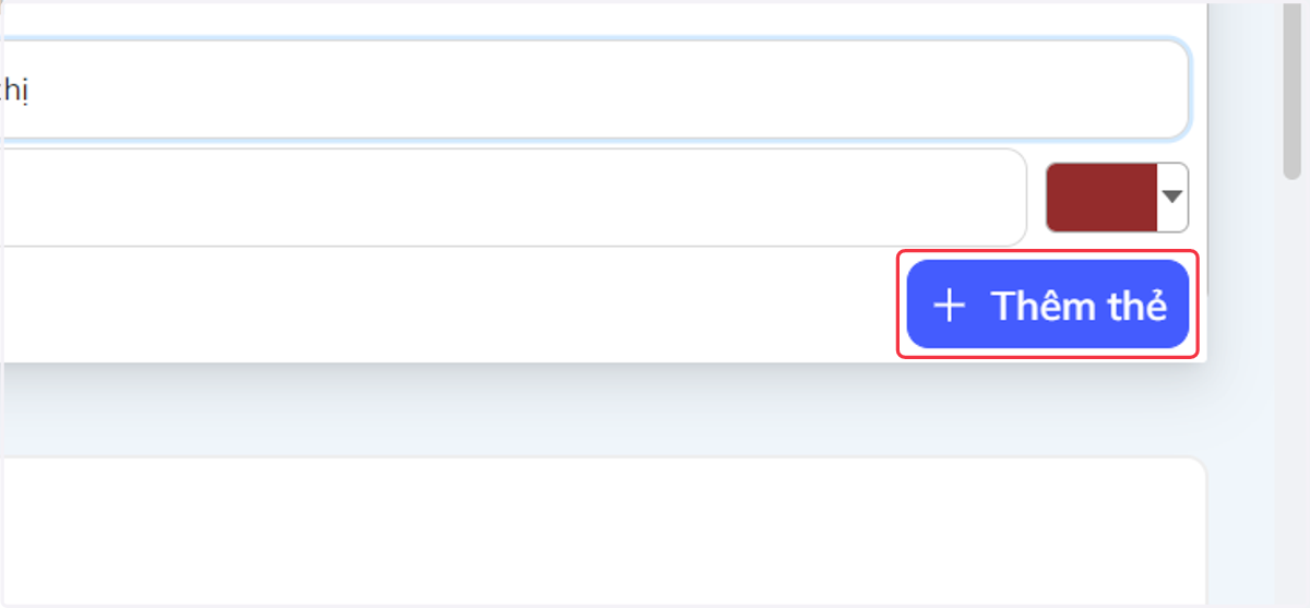 Click on Thêm thẻ