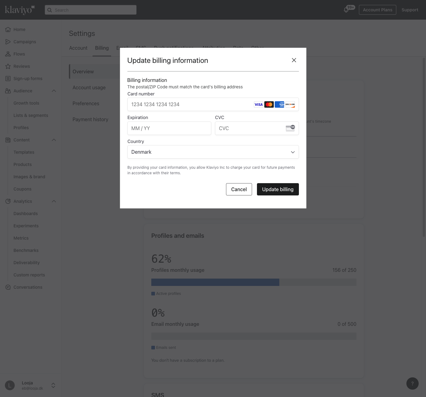 Insert your billing information