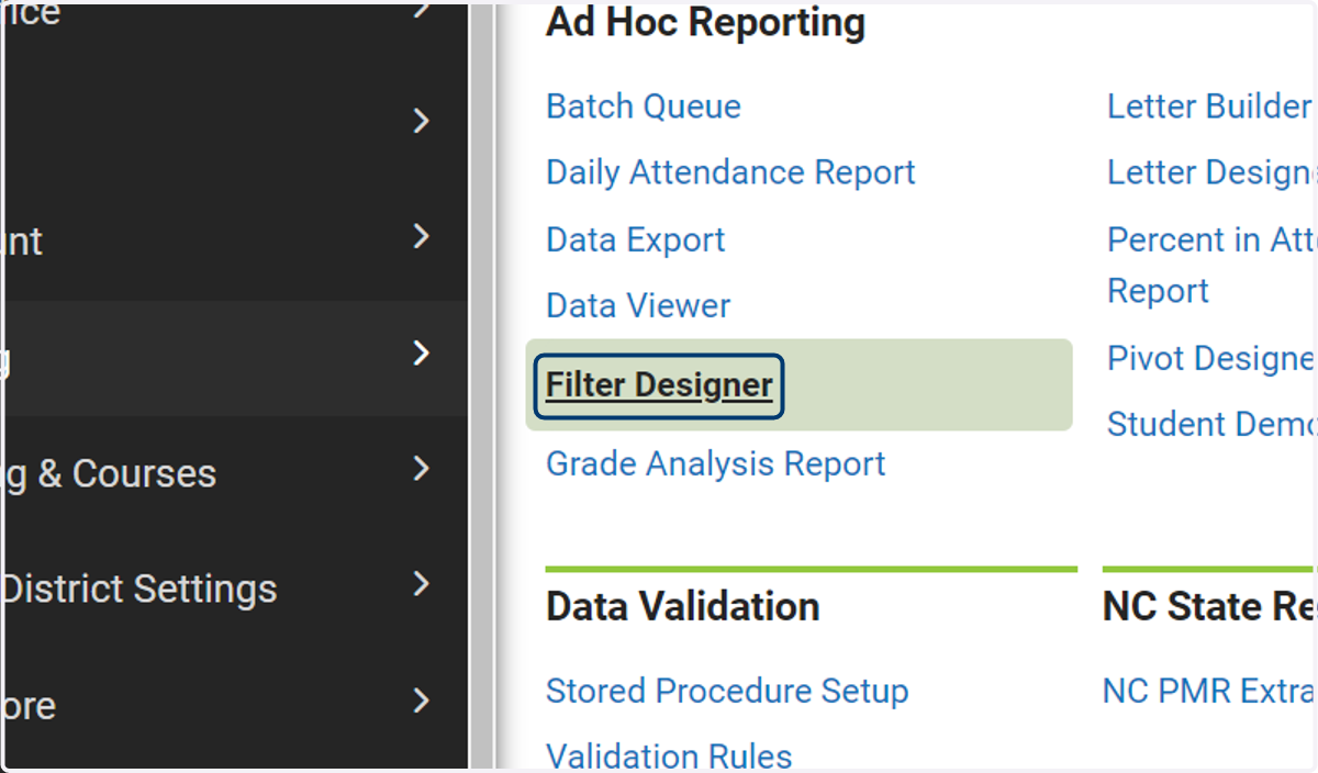 Click on Filter Designer