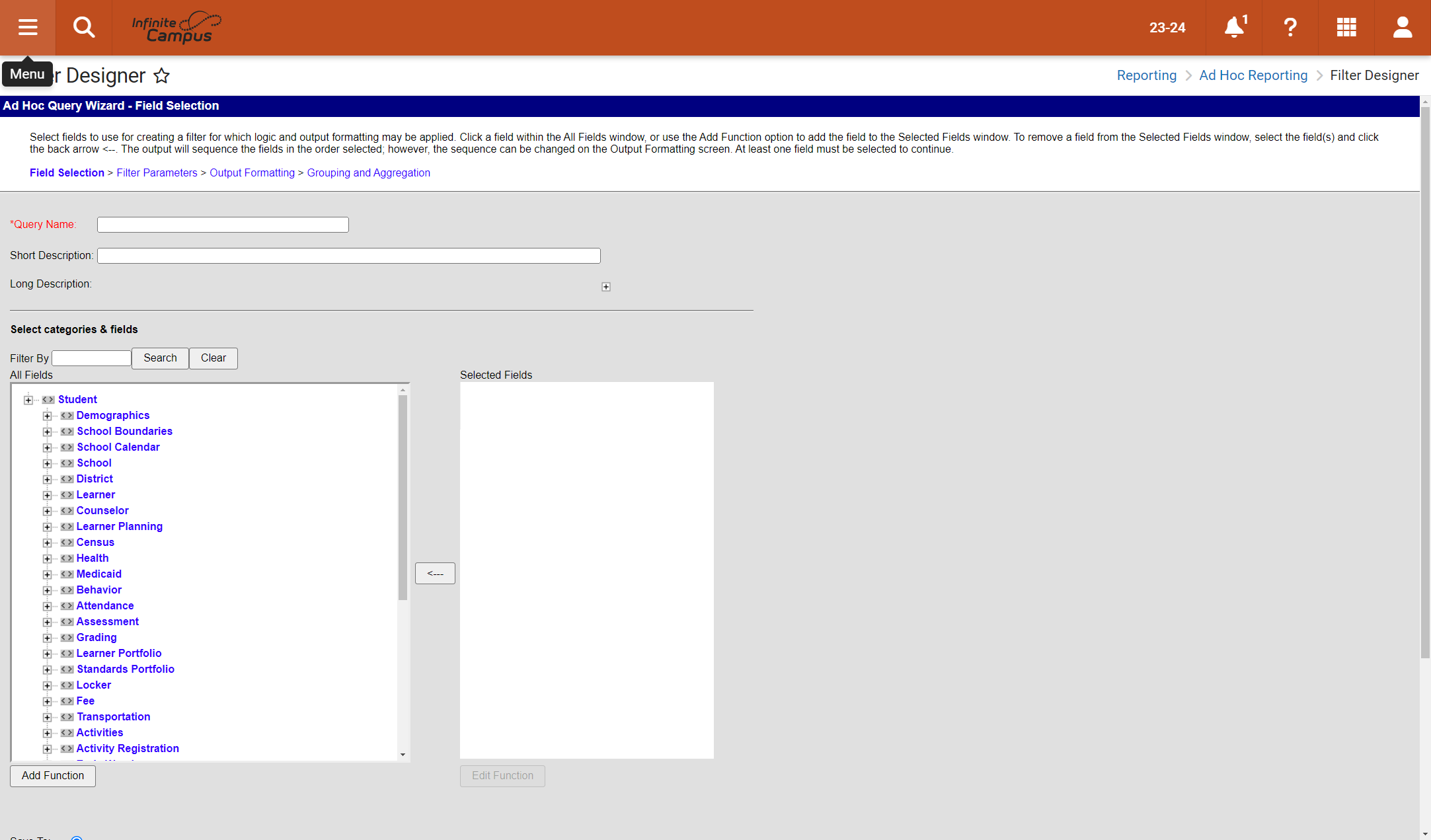 Click on Menu