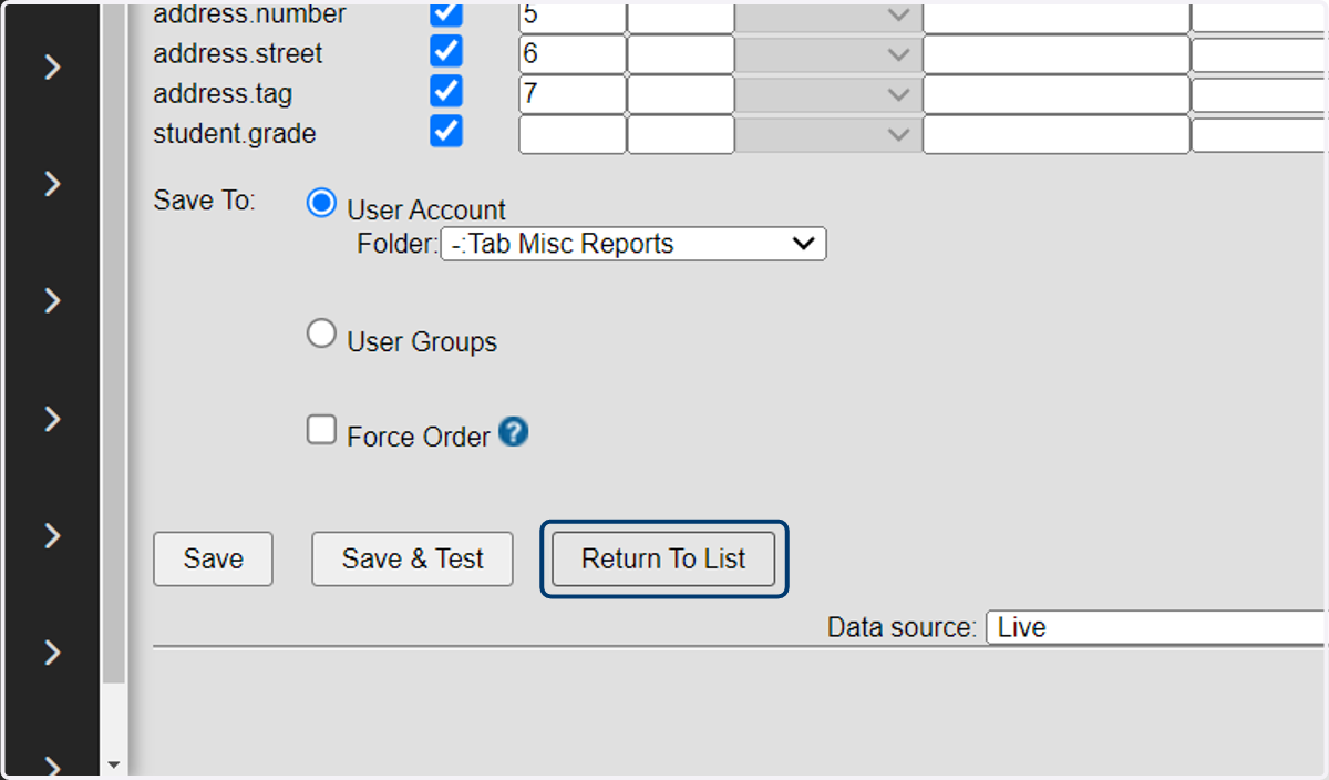 Click on Return To List