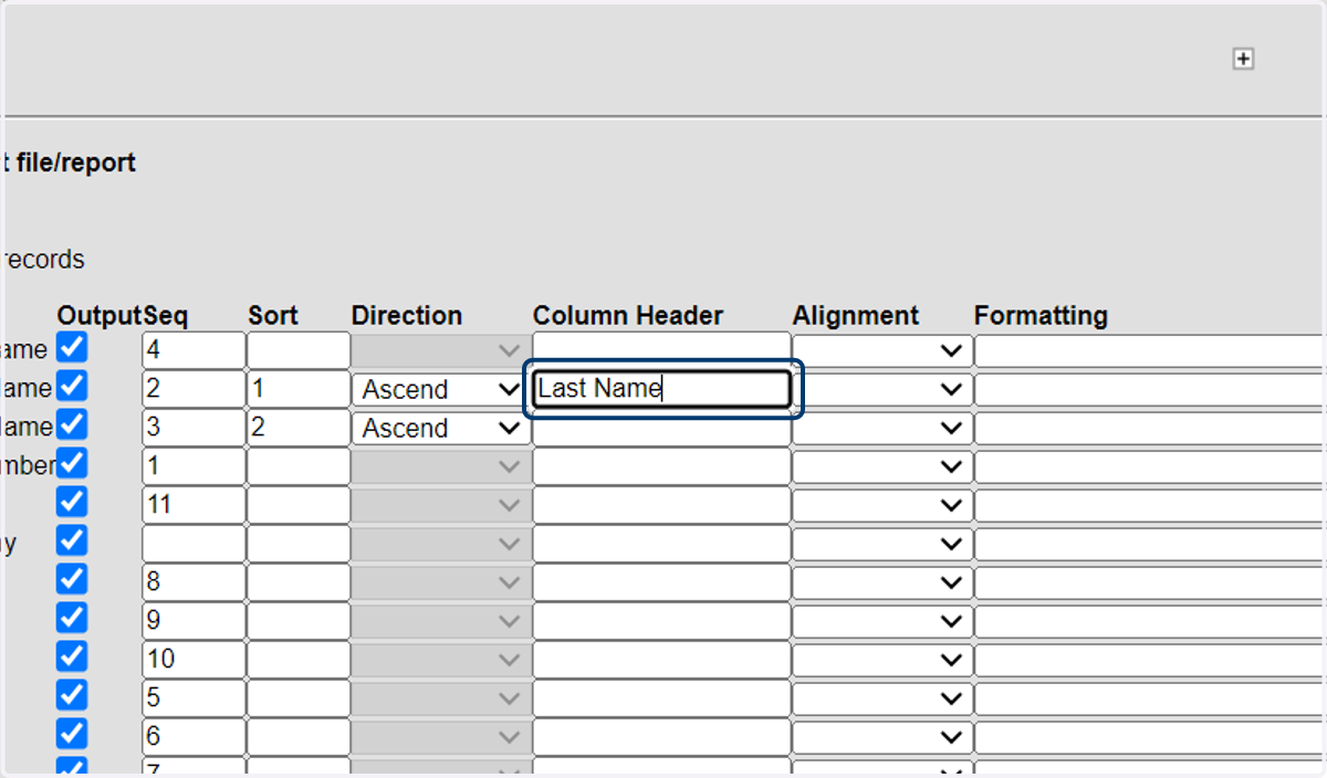 Add custom column headers