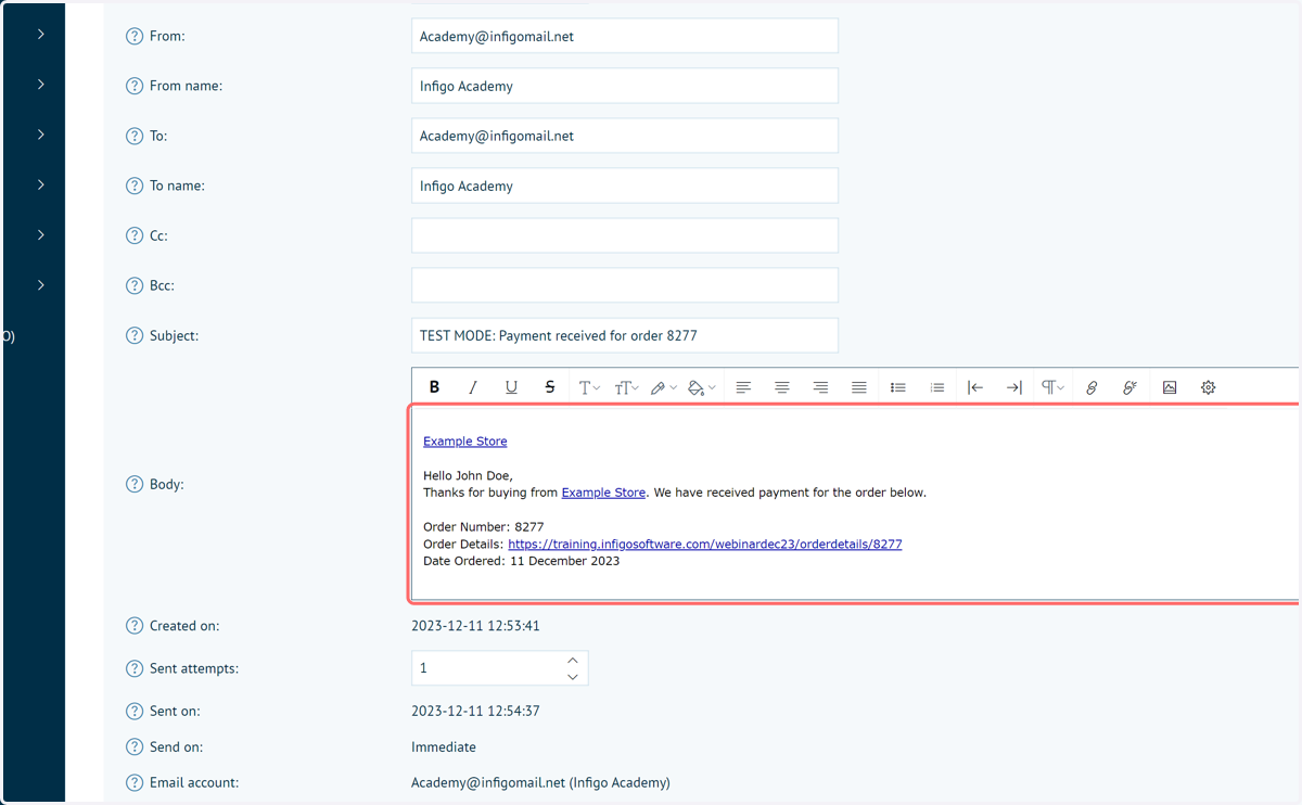 Email content