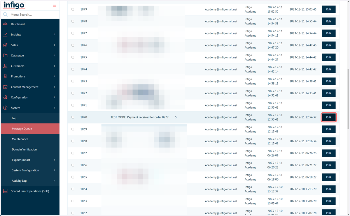 To view additional details, click on Edit next to a particular email