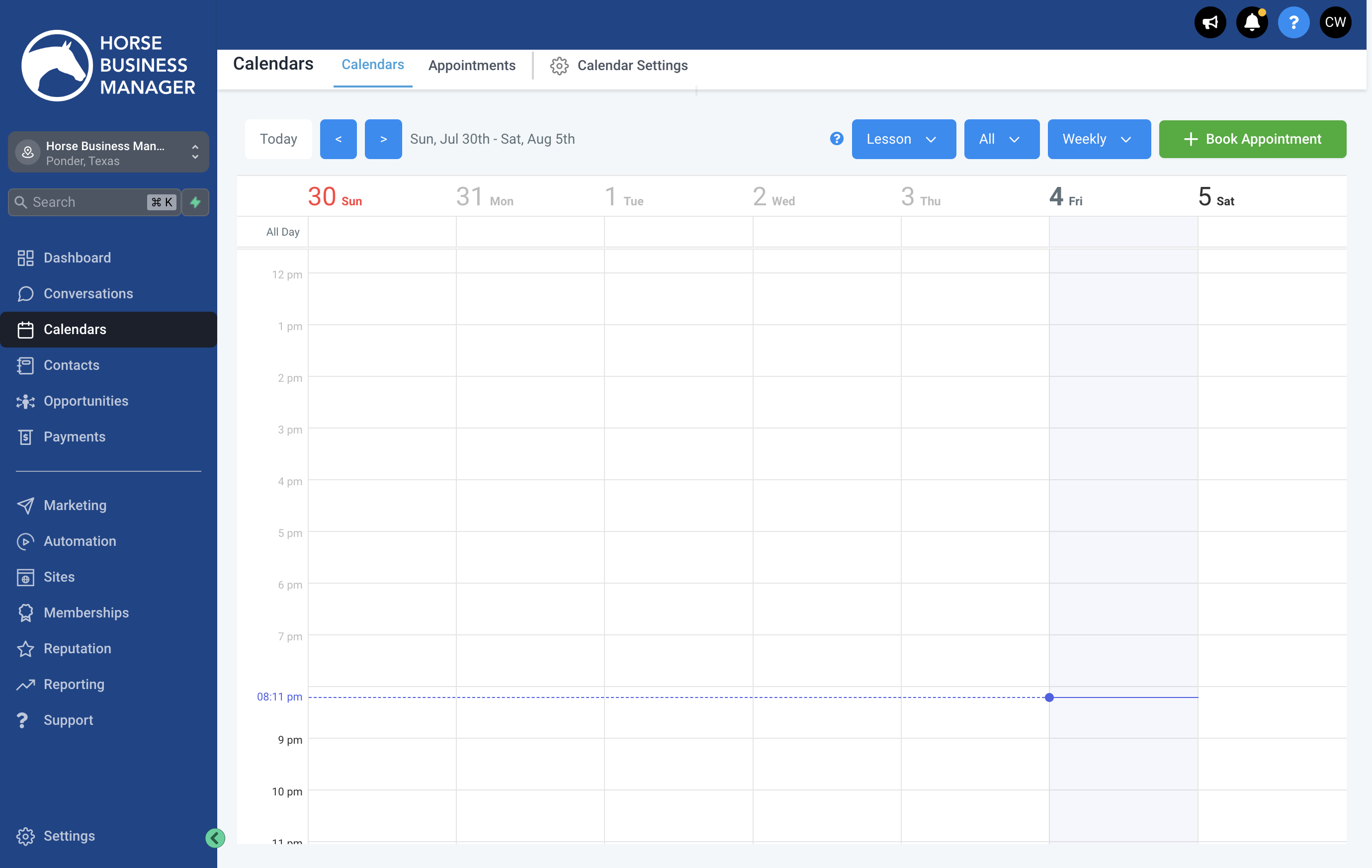 Click on Calendar Settings