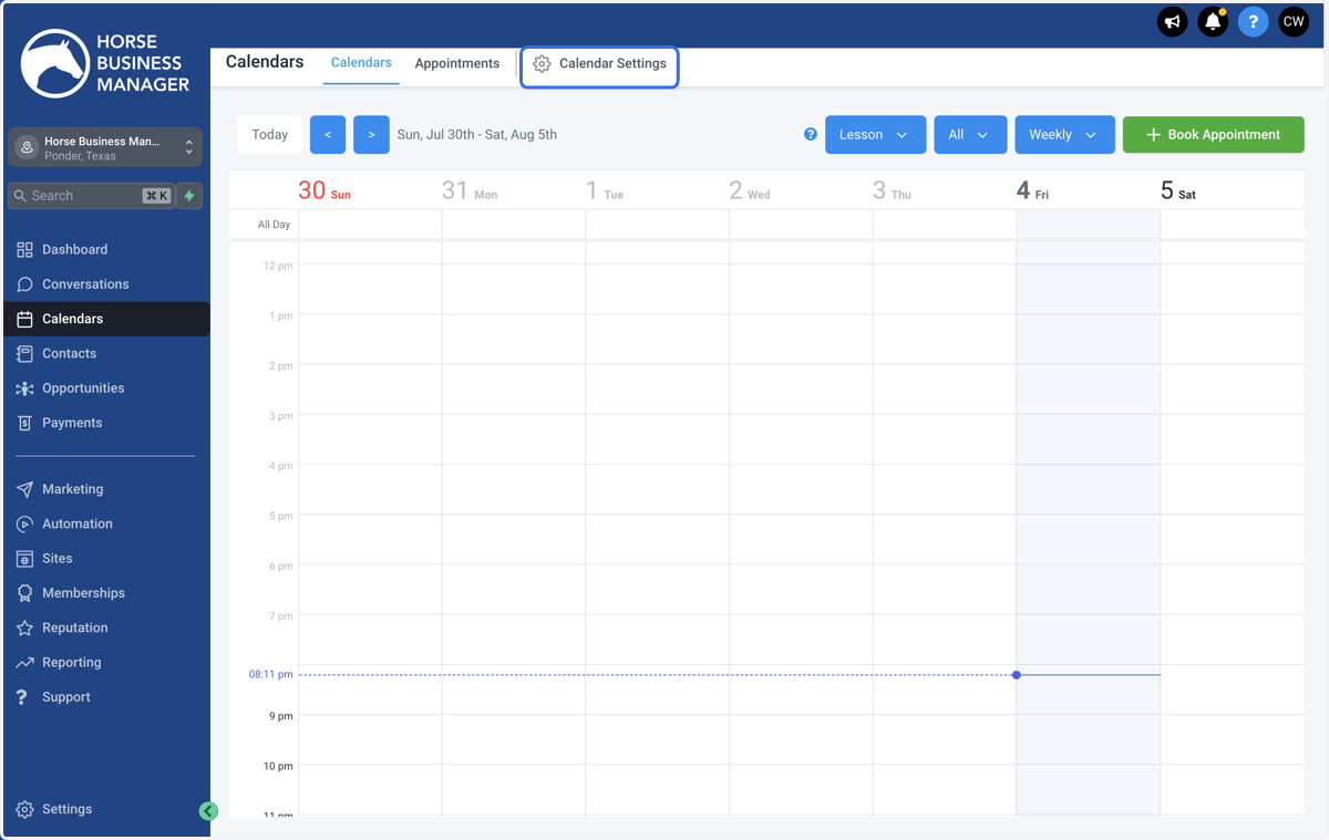 Click on Calendar Settings