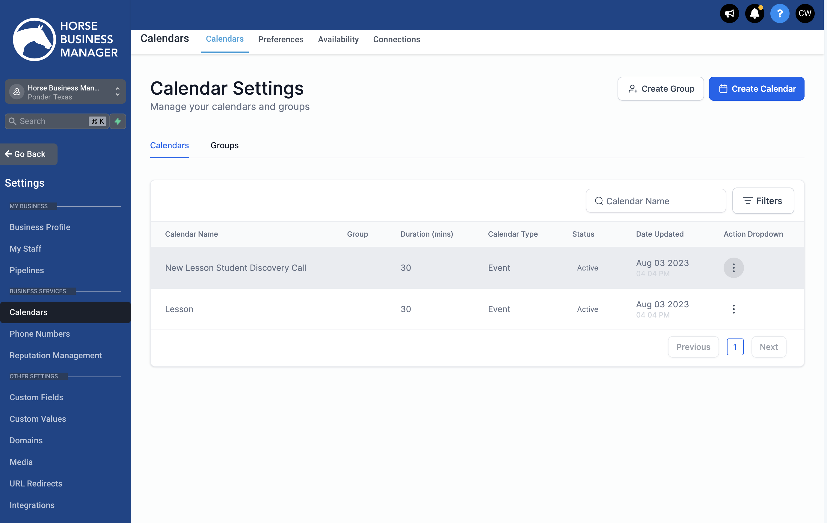 Find the calendar that you want to add your form to and click the three dots