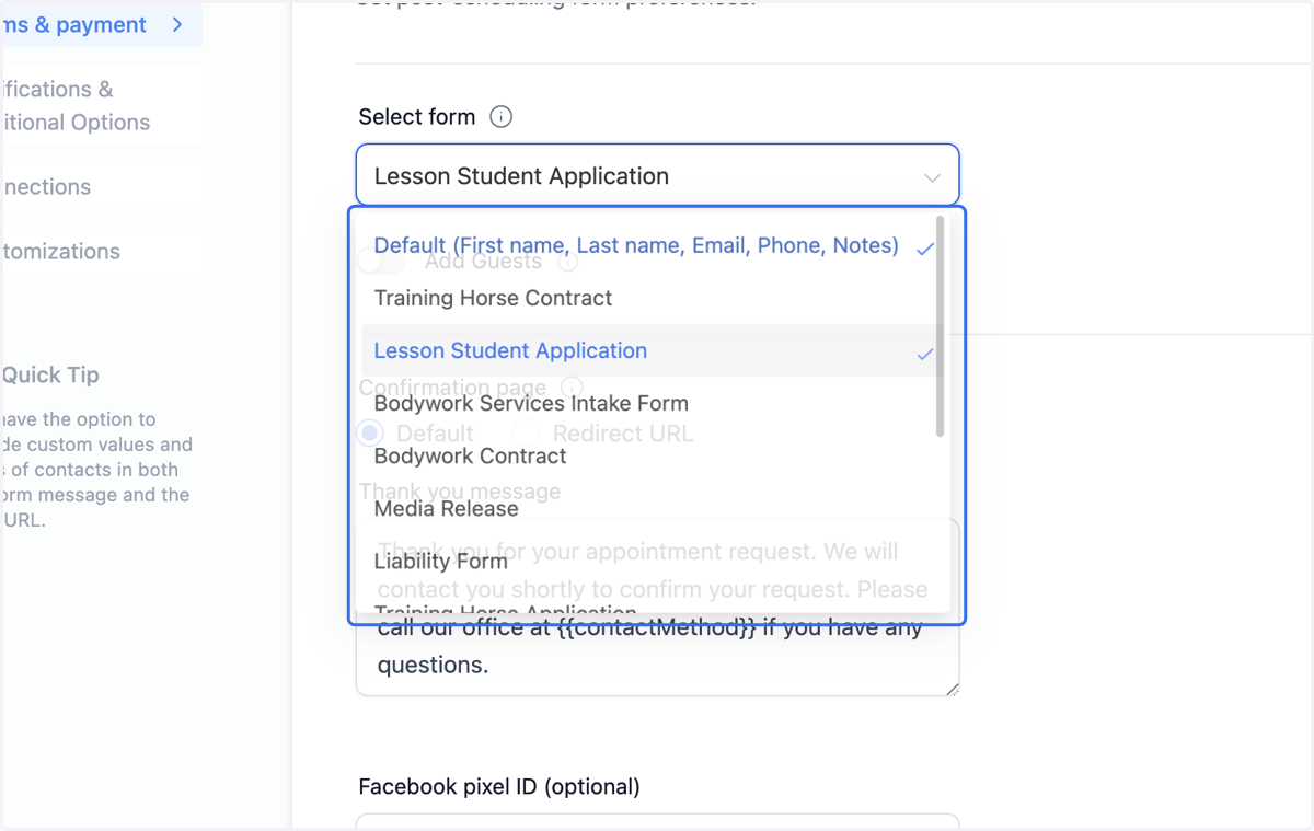 Locate the form that you want to connect