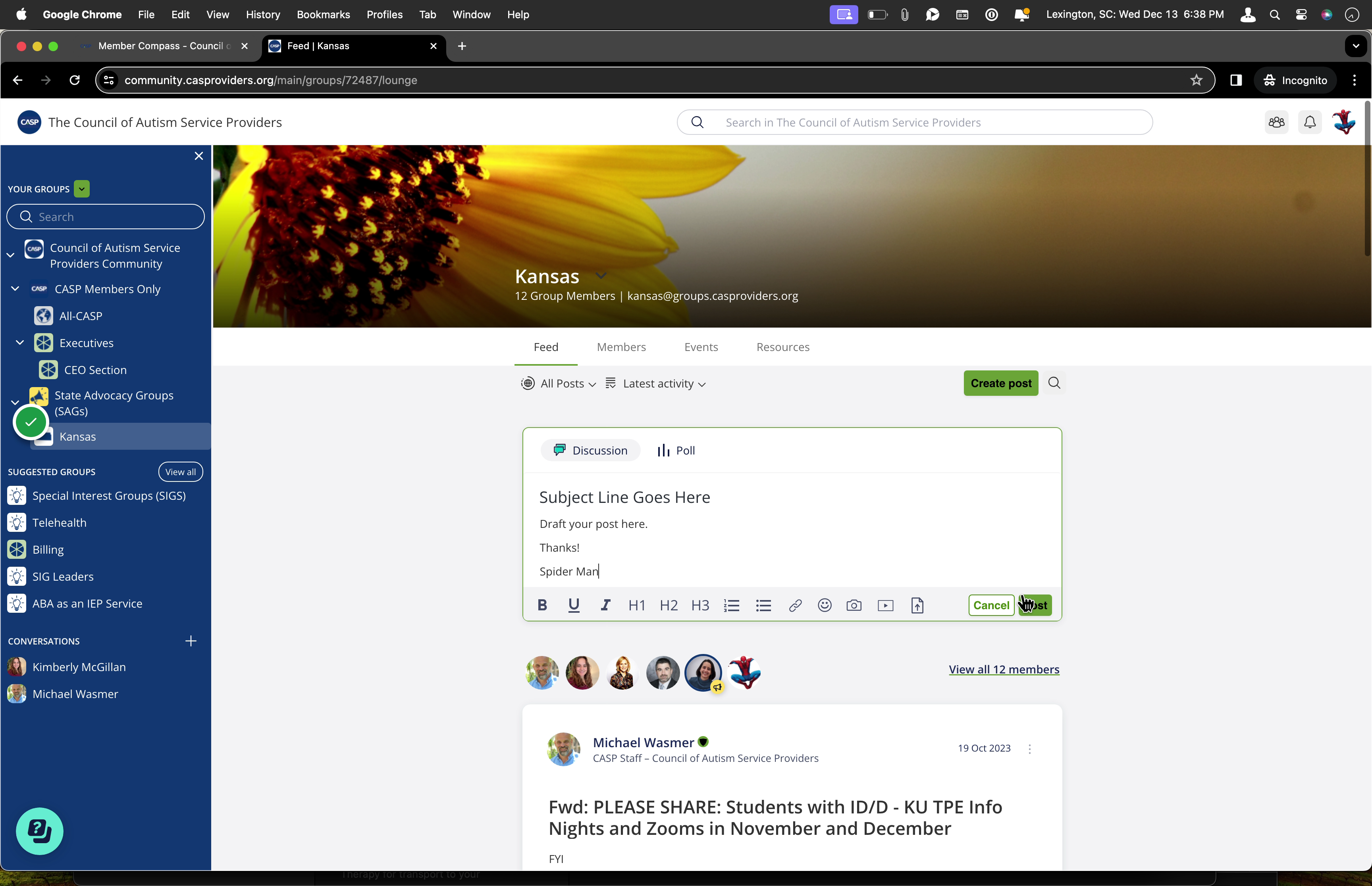 To make a post from the Forj platform...
