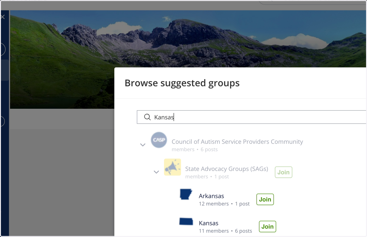 or, b) type the name of the group of interest in the search bar
