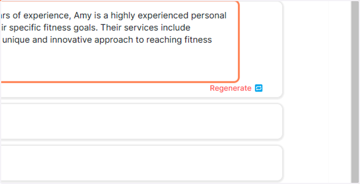 Click on 'Regenerate' and the business summary will re-write itself based on your changes