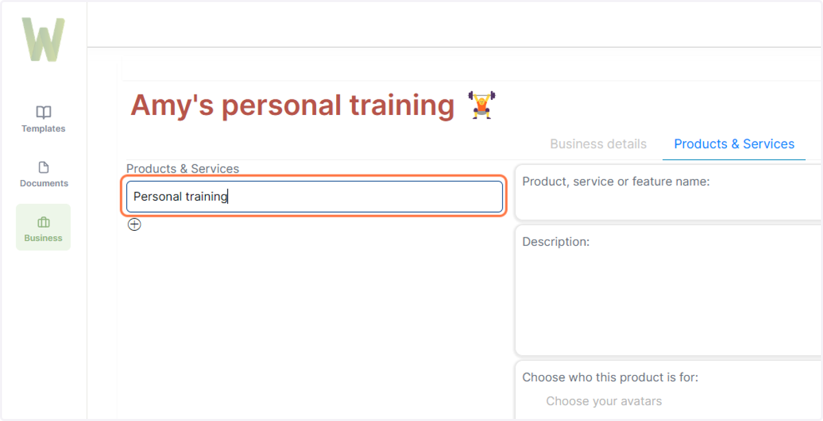 Enter the name of your first product