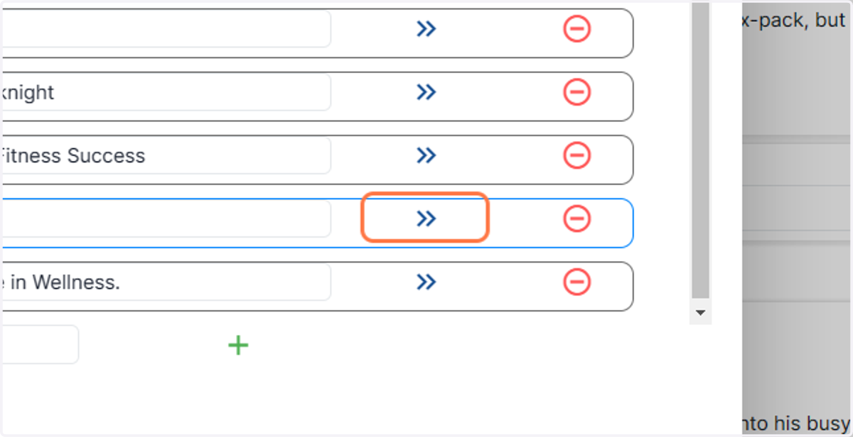To write a selected blog, click on the blue arrows in that row