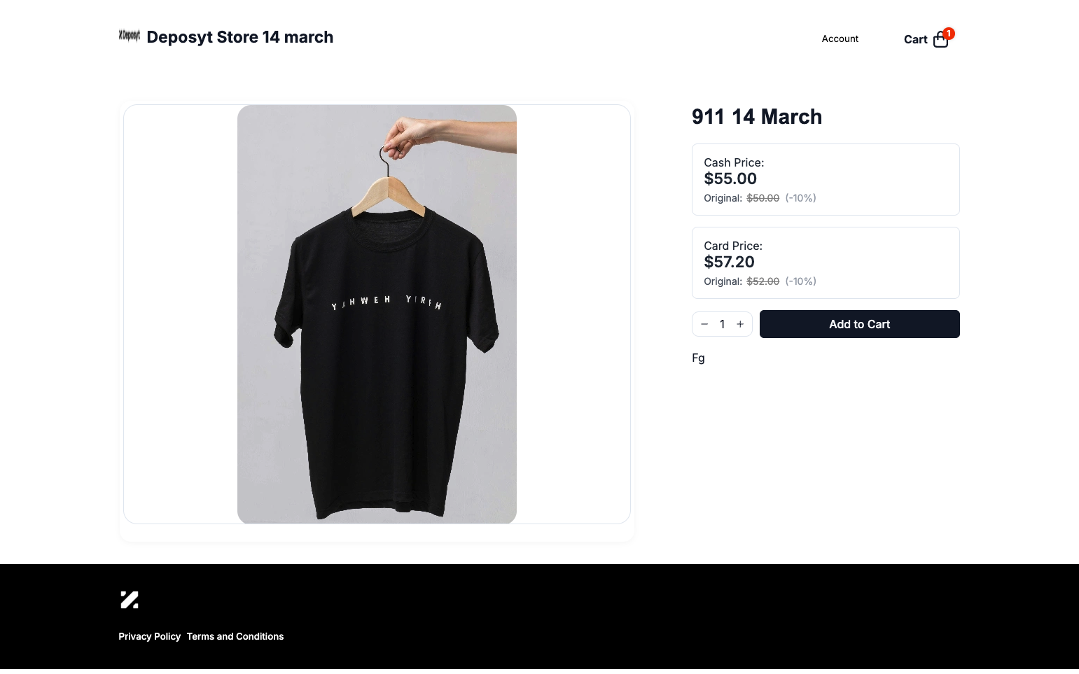 Step 7: You will now be directed to the Product Test Page, where the product image is displayed on the left and the product pricing on the right. You can also add the product to the cart.