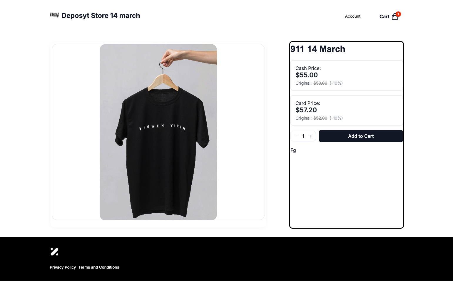 Step 7: You will now be directed to the Product Test Page, where the product image is displayed on the left and the product pricing on the right. You can also add the product to the cart.