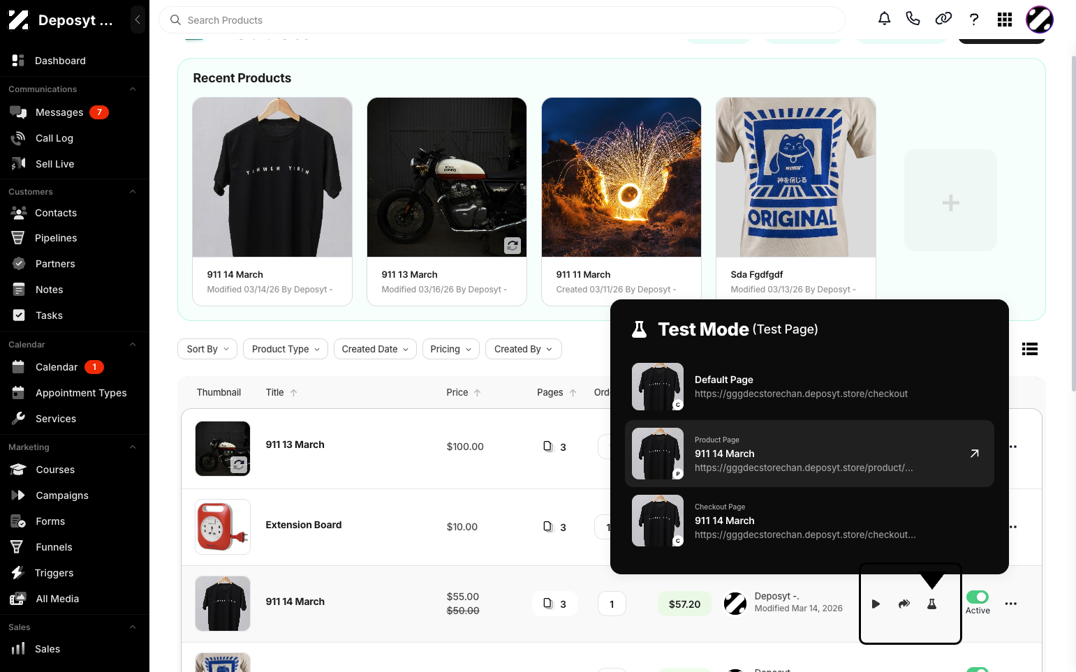 Step 6: Click the second option to preview the Product Test Page.