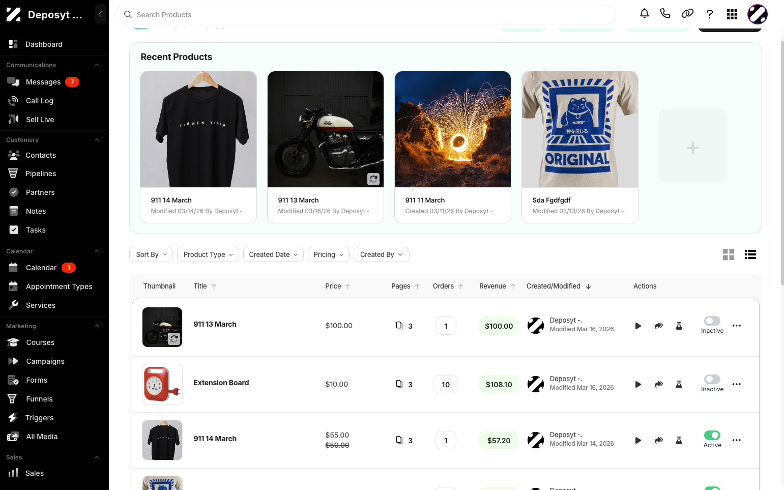 Step 2: You will then be navigated to the Products tab. 