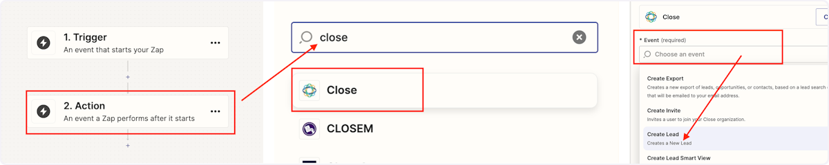  Close CRM action settings