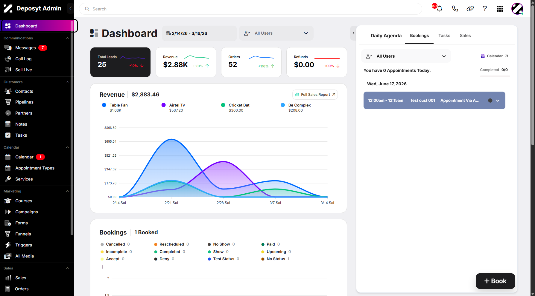 Step 1: On your Dashboard, scroll down to the Sales section.