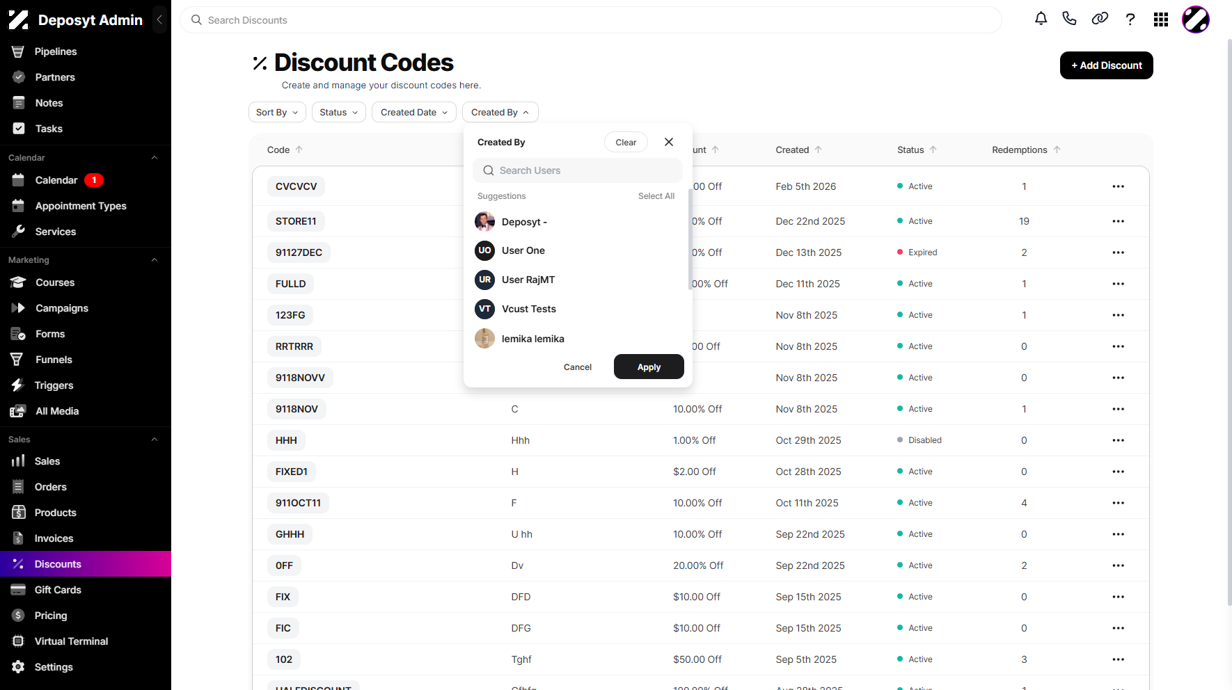 Step 4: A pop-up list will appear, prompting you to select one or more users.