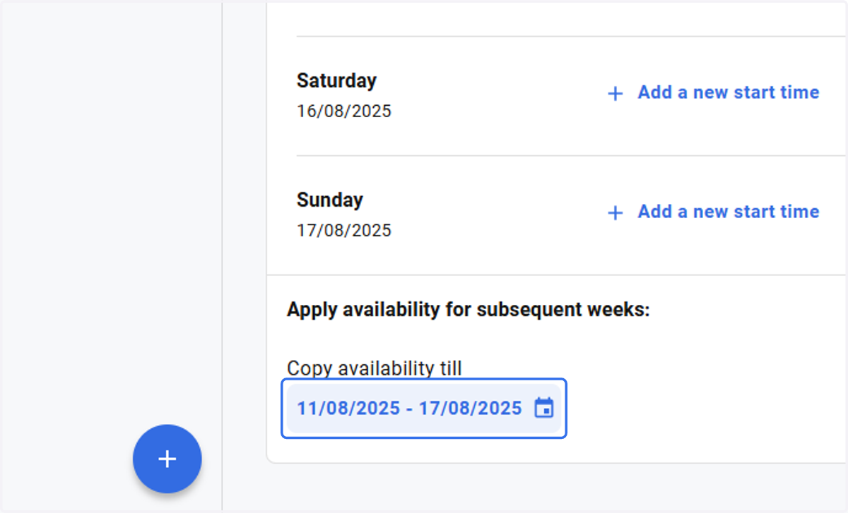 Click on the calendar to carry over the entries to the end of 2026
