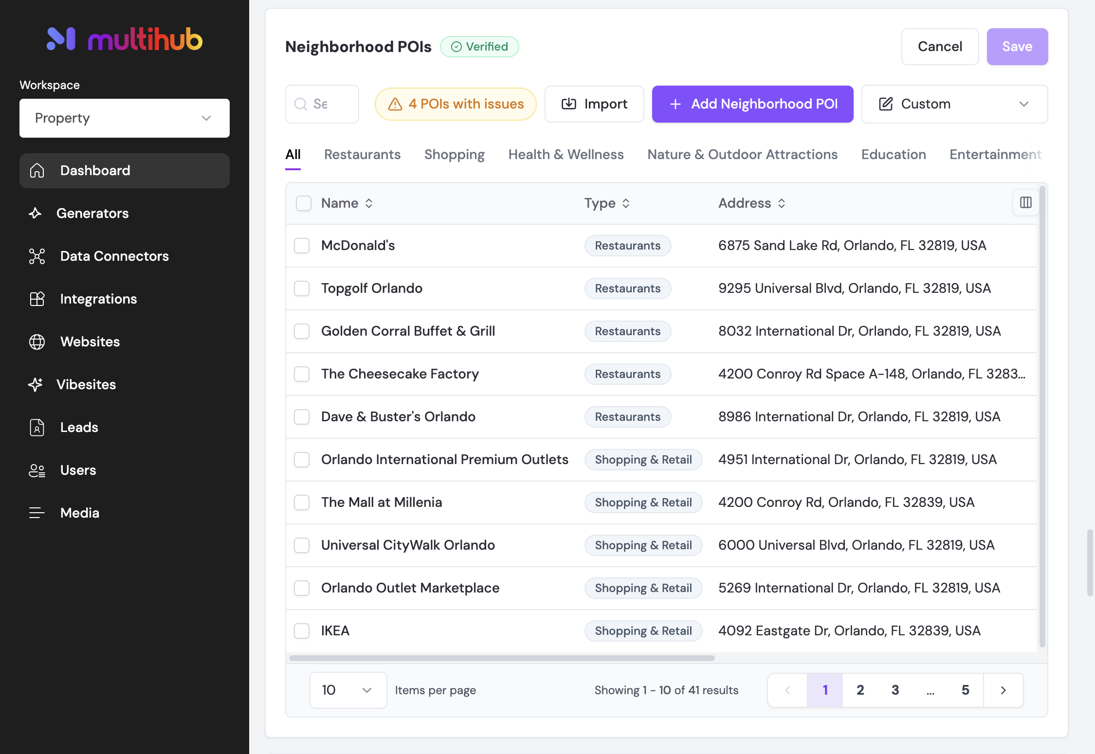 To manually add a place, Click on Add Neighborhood POI
