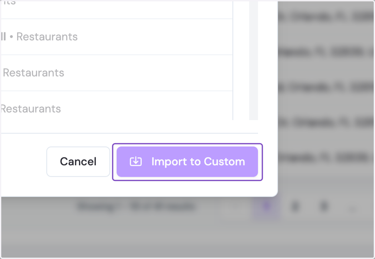 Select any of the POIs you'd like to import and click Import to Custom