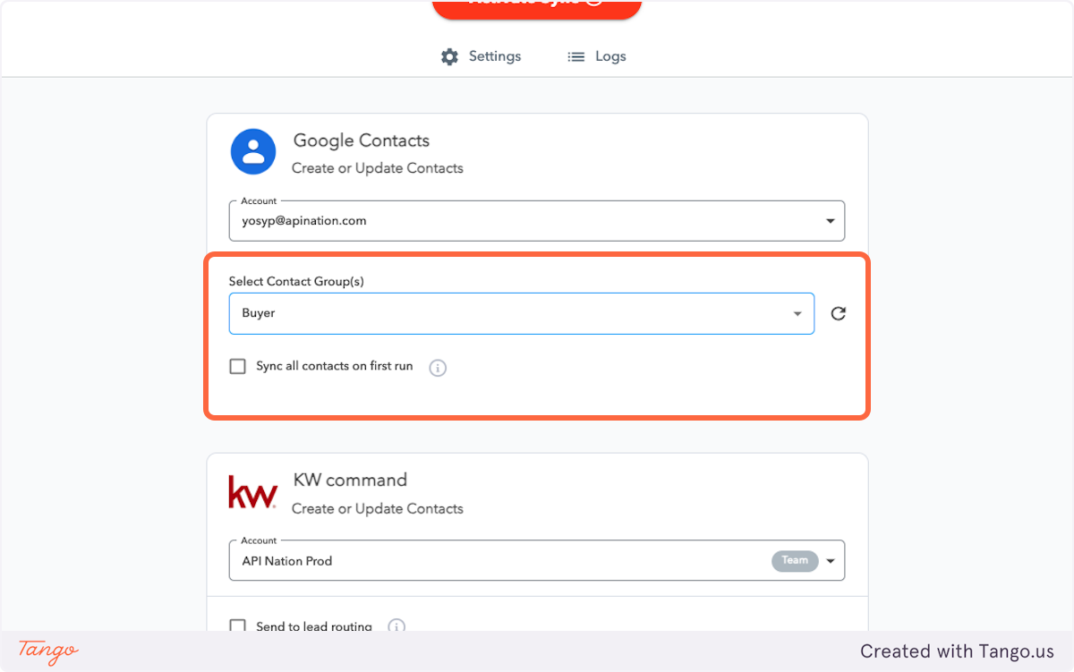 First choose the Label from Google Contacts