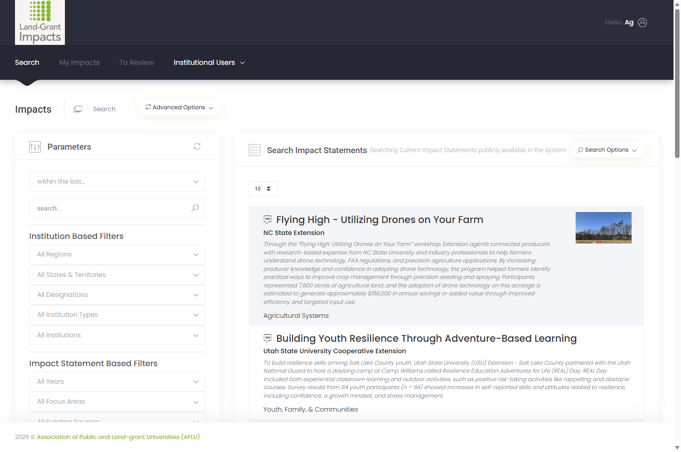 Click on Institutional Users