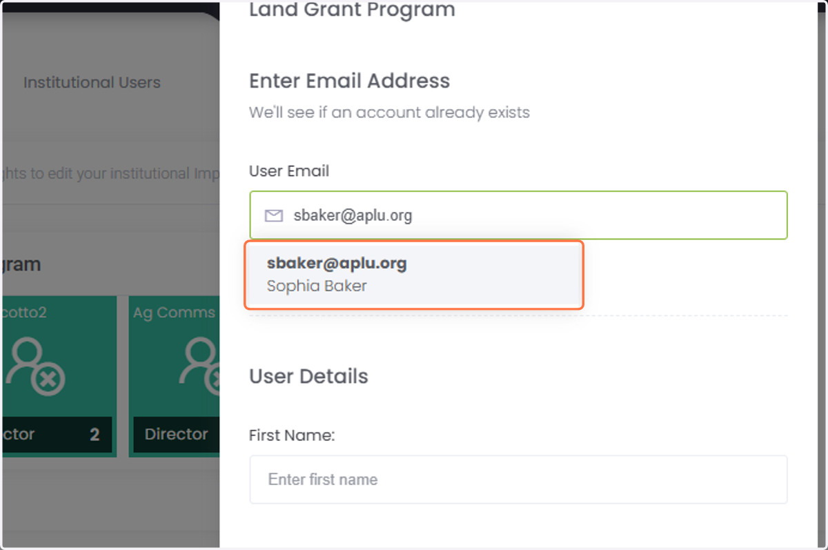 If they already have a profile, click their name and their information will autofill.