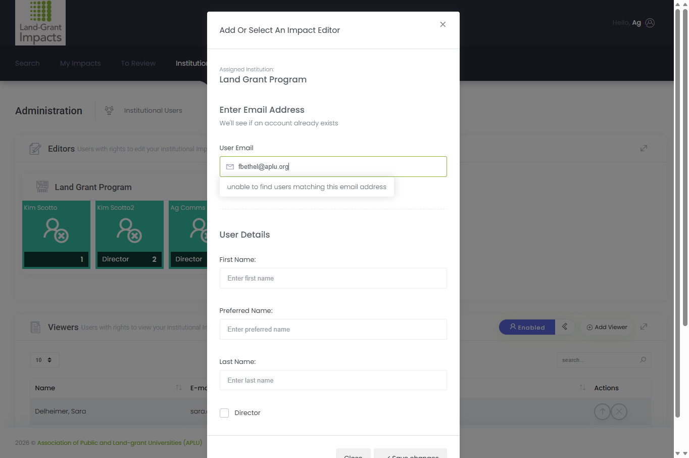 Type your Editor's email to see if they already have an account.