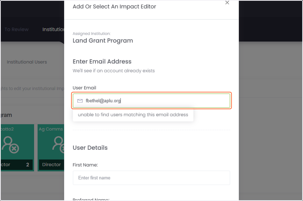 Type your Editor's email to see if they already have an account.
