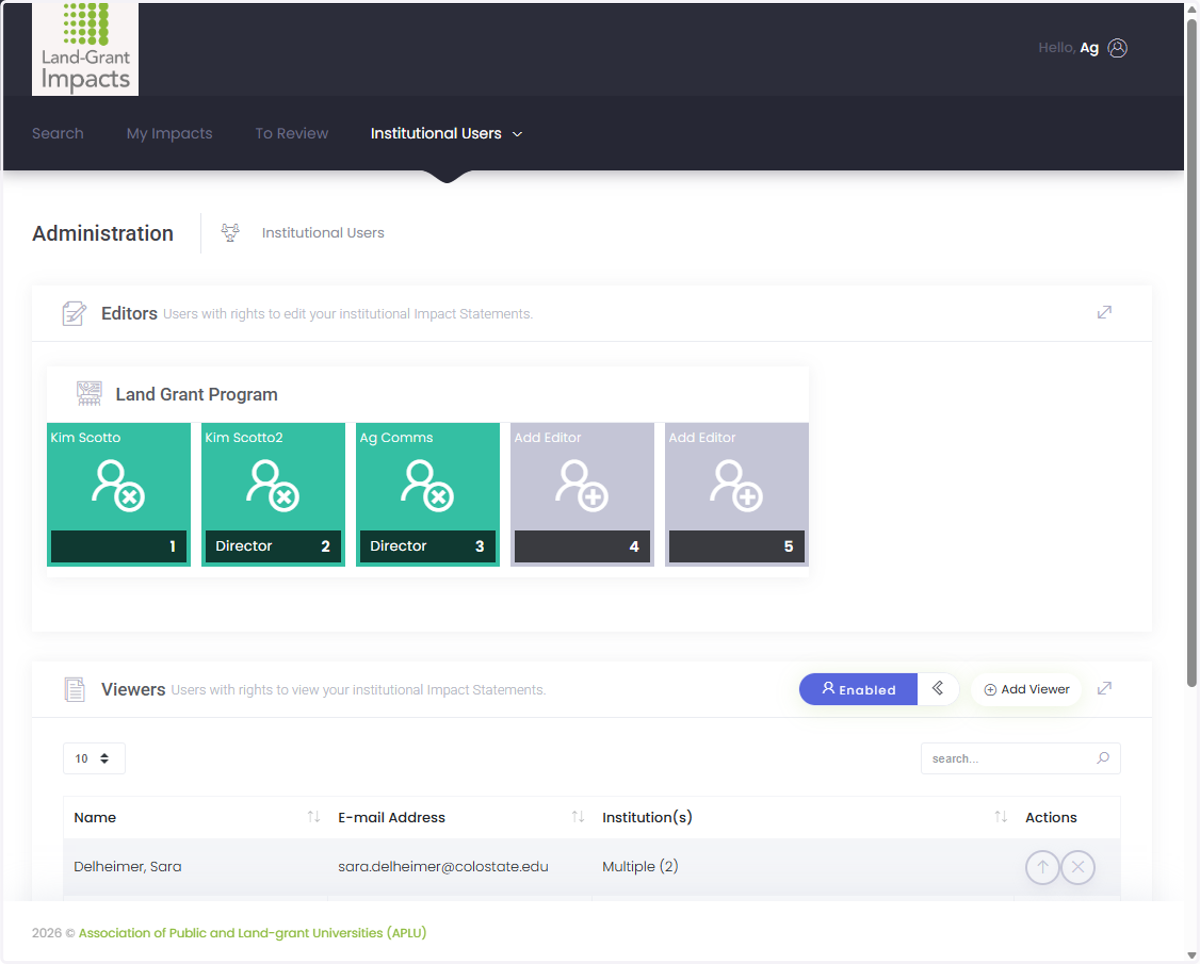 This is your portal as an Institutional Administrator.