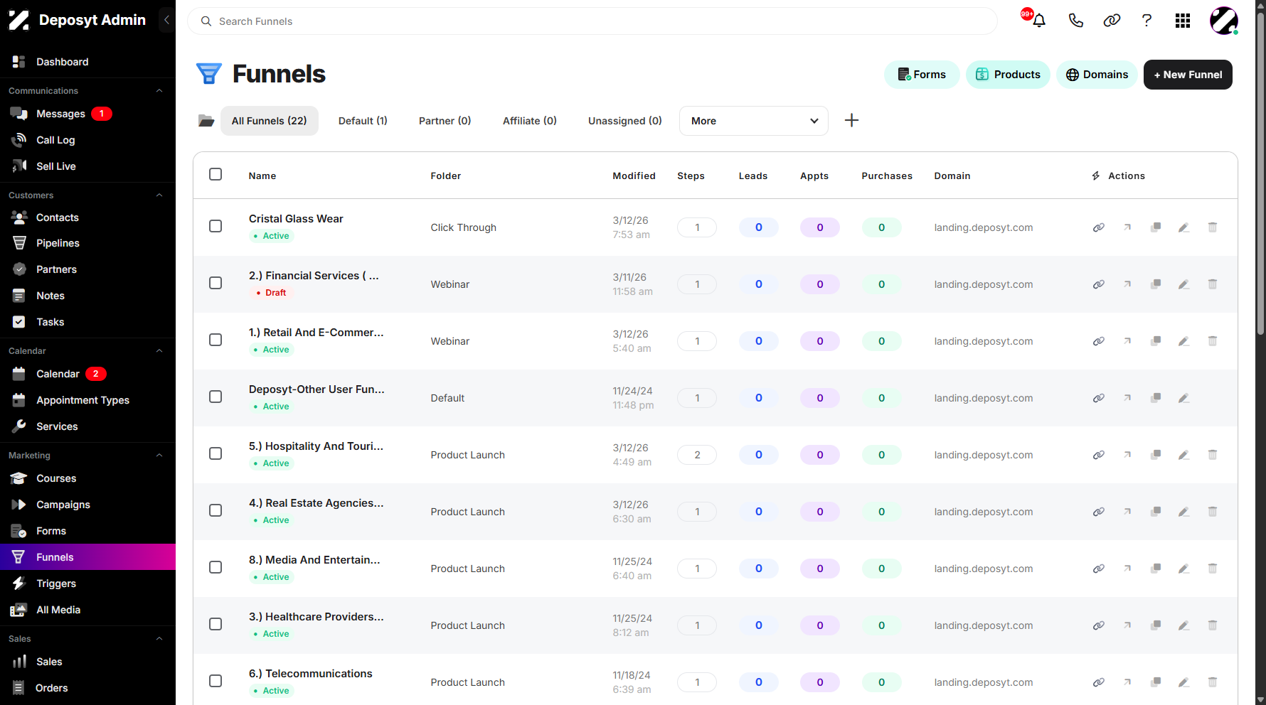 Step 3: Click on the Products button located next to the Domains button above.