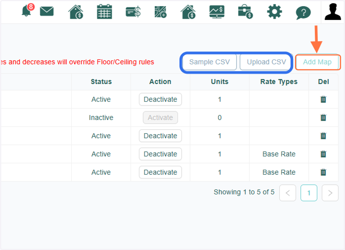 Once you're on the Length of Stay page, click the 'Add Map' button to get started. You also have the option to upload a CSV file as your map. If you'd like guidance on formatting your CSV file for the LOS Map, simply click on 'Sample CSV' for a refer