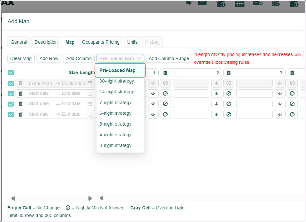 A "Pre-loaded Map" is also available for use. It comes with predefined increases and decreases that align with the night minimum strategy you prefer.