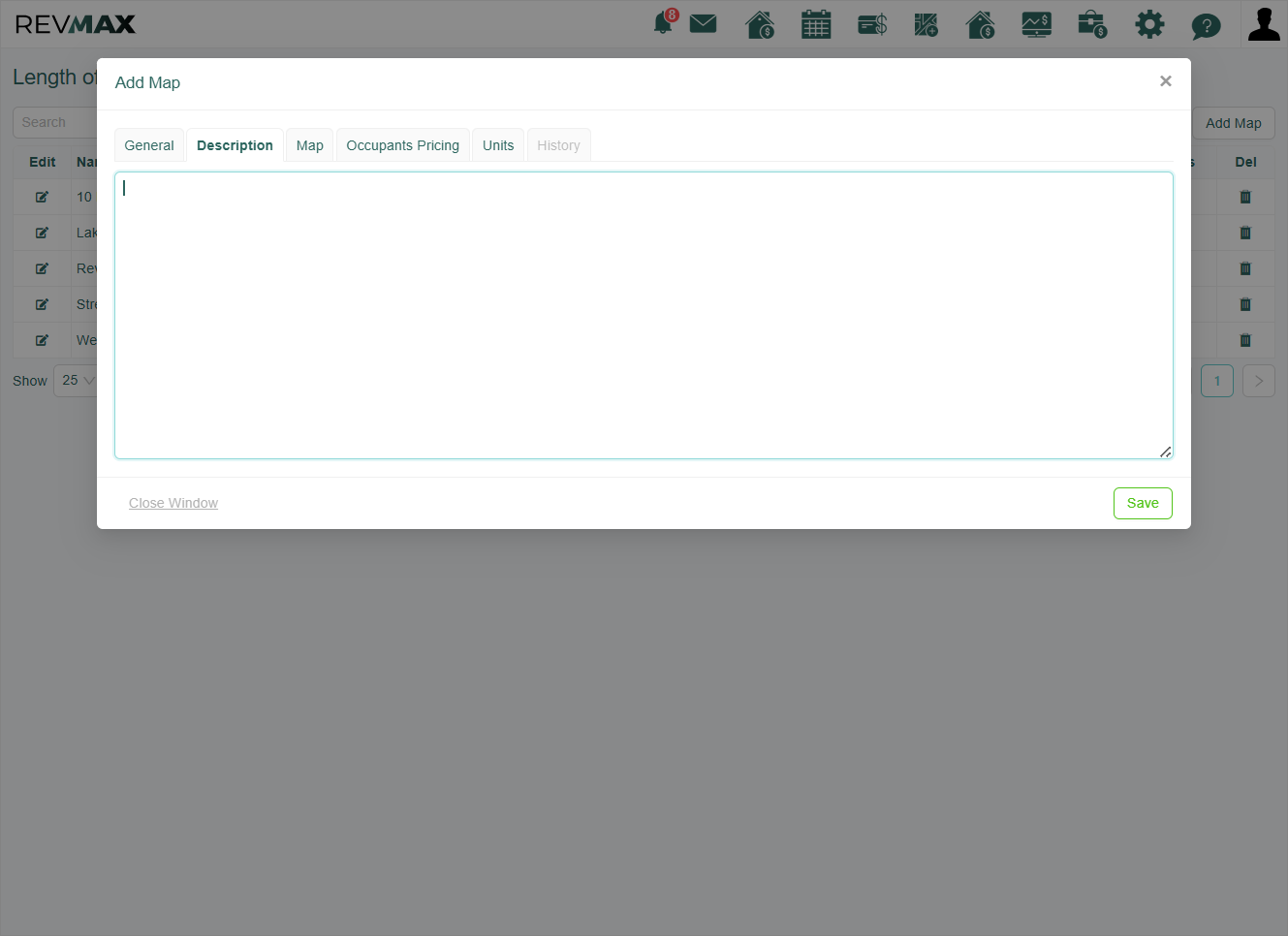 A Description tab is available where you can add notes or additional context for the map.