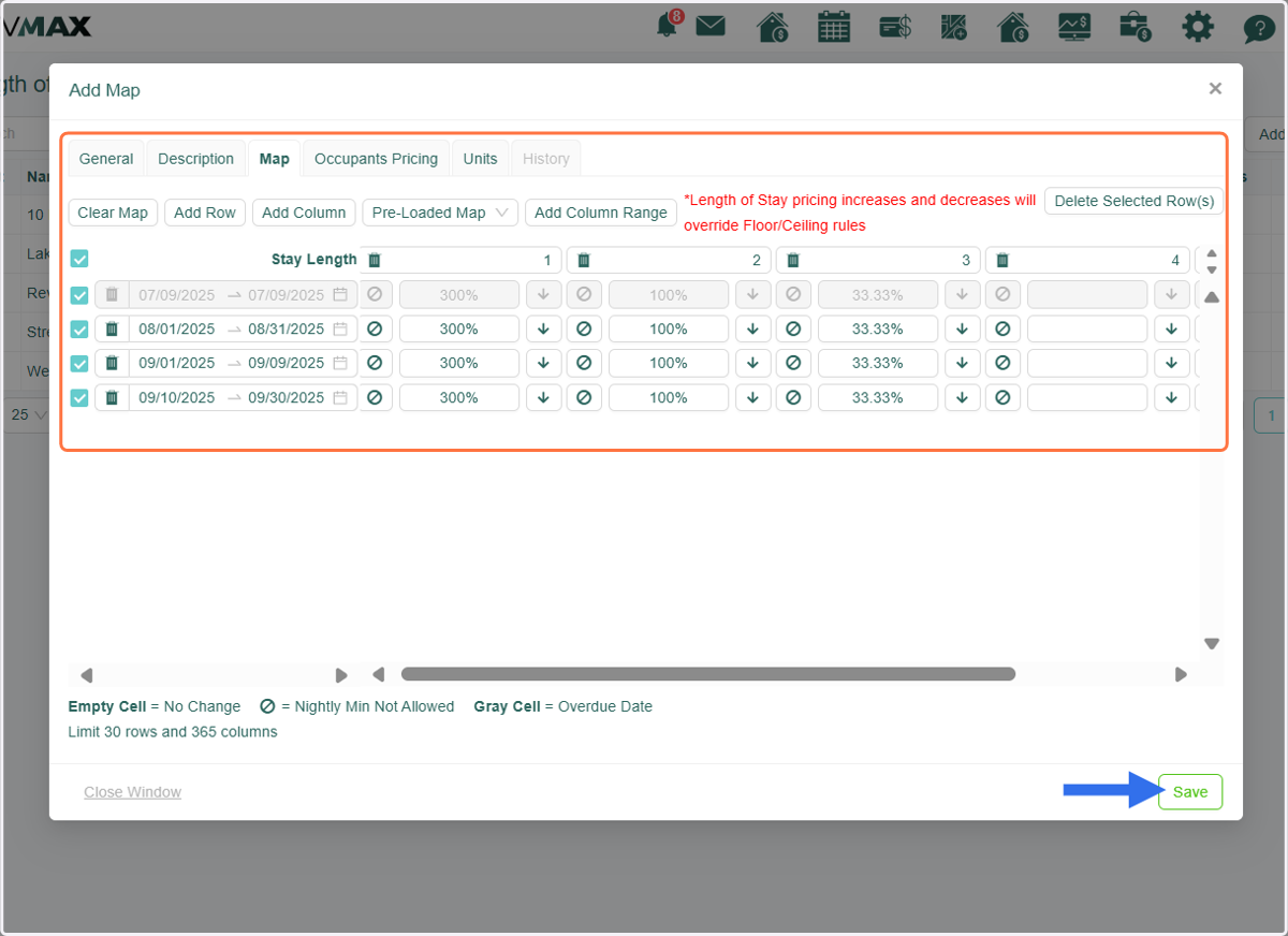 After configuring all strategies and entering the necessary data, be sure to click the Save button to save your map.