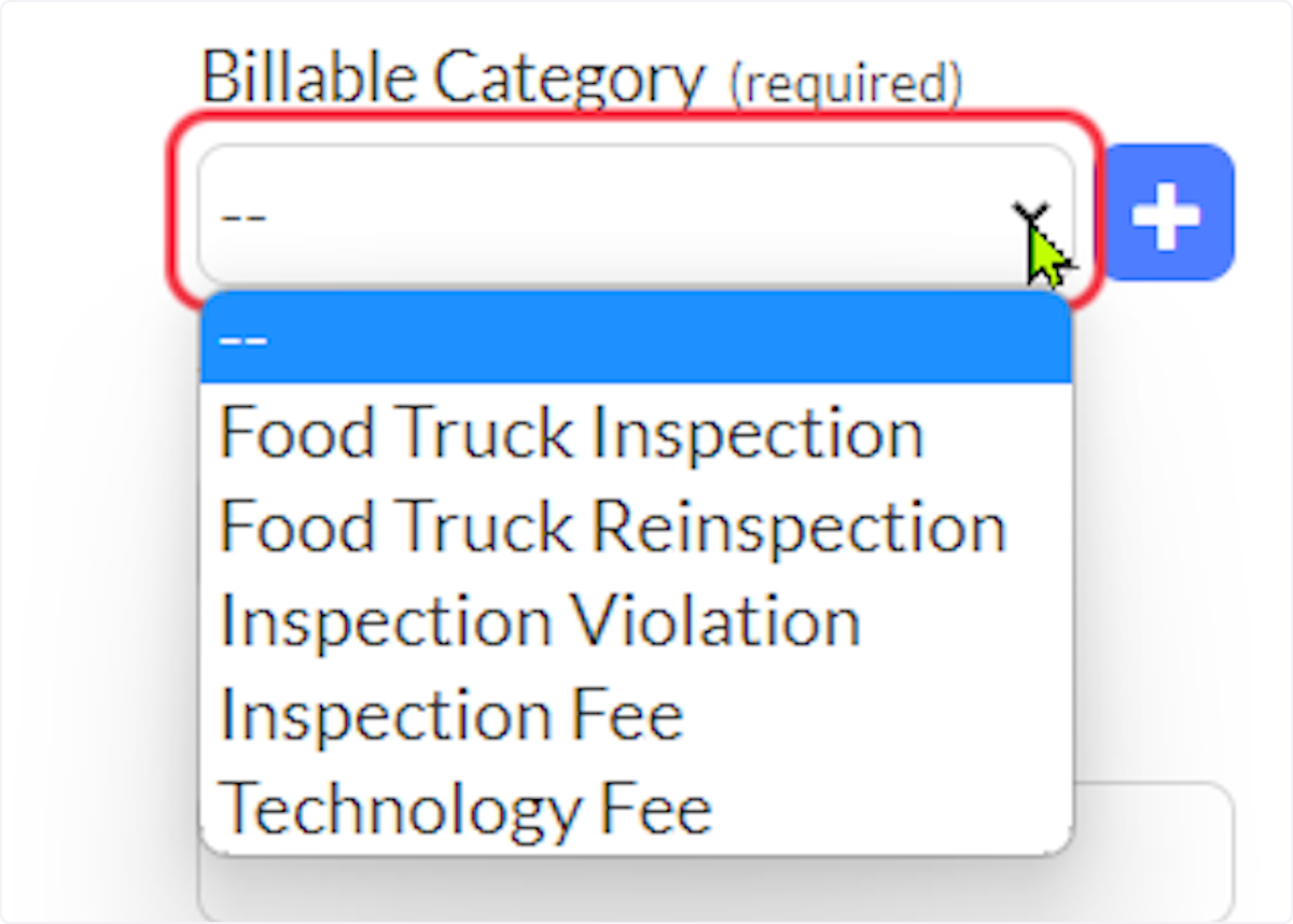 Select the Billable Category.
