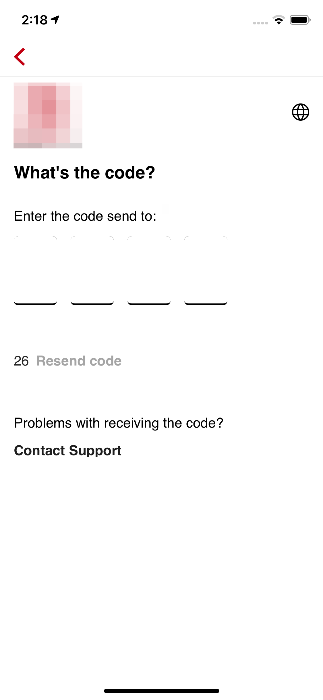 Step 5: Enter the code send to your phone number