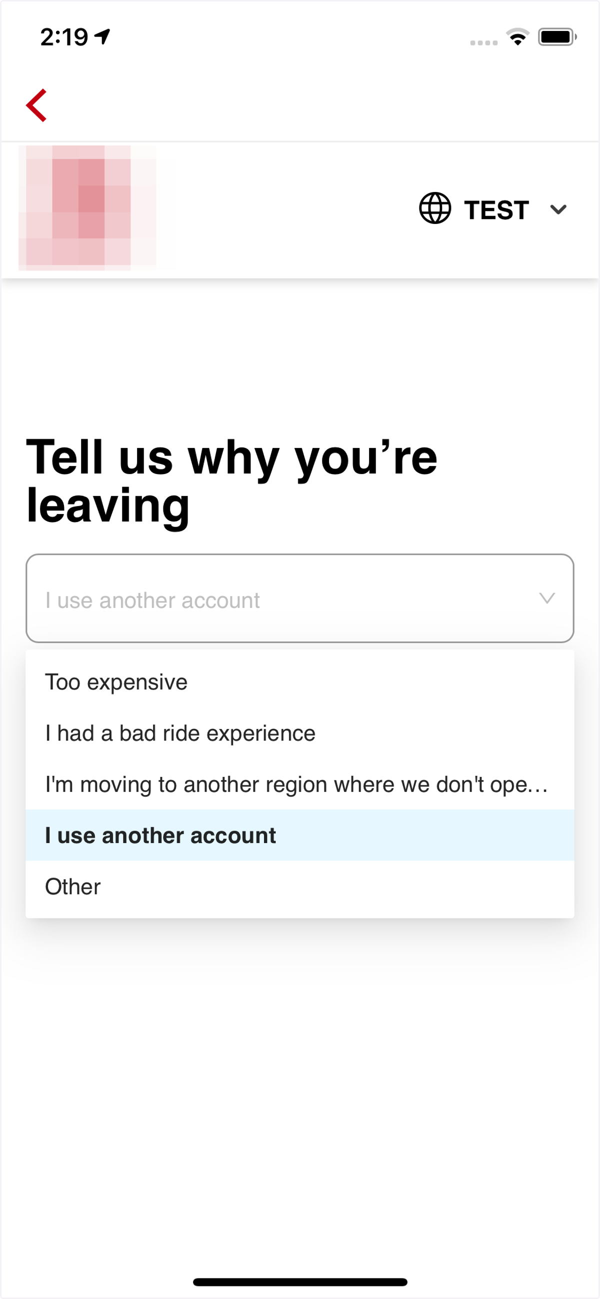 Step 7: Select the reason to delete the account, then tap on "Next"