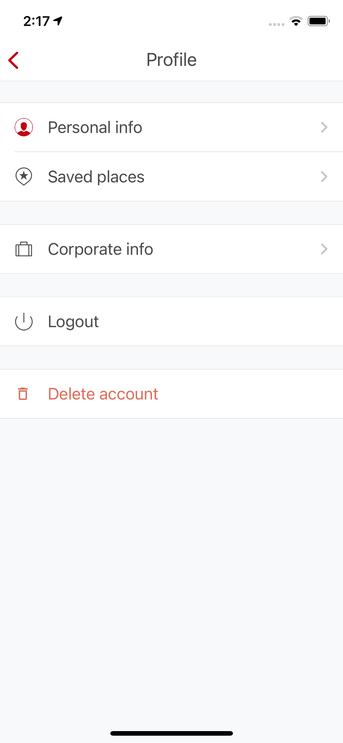 Step 3: Tap on "Delete account"